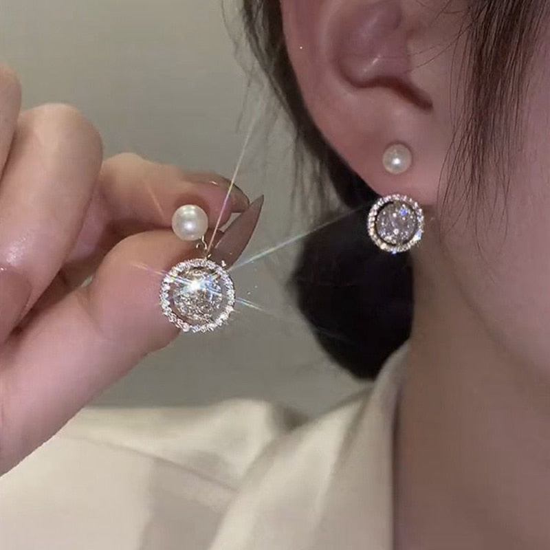 Fashion Zircon Flower Stud Earrings