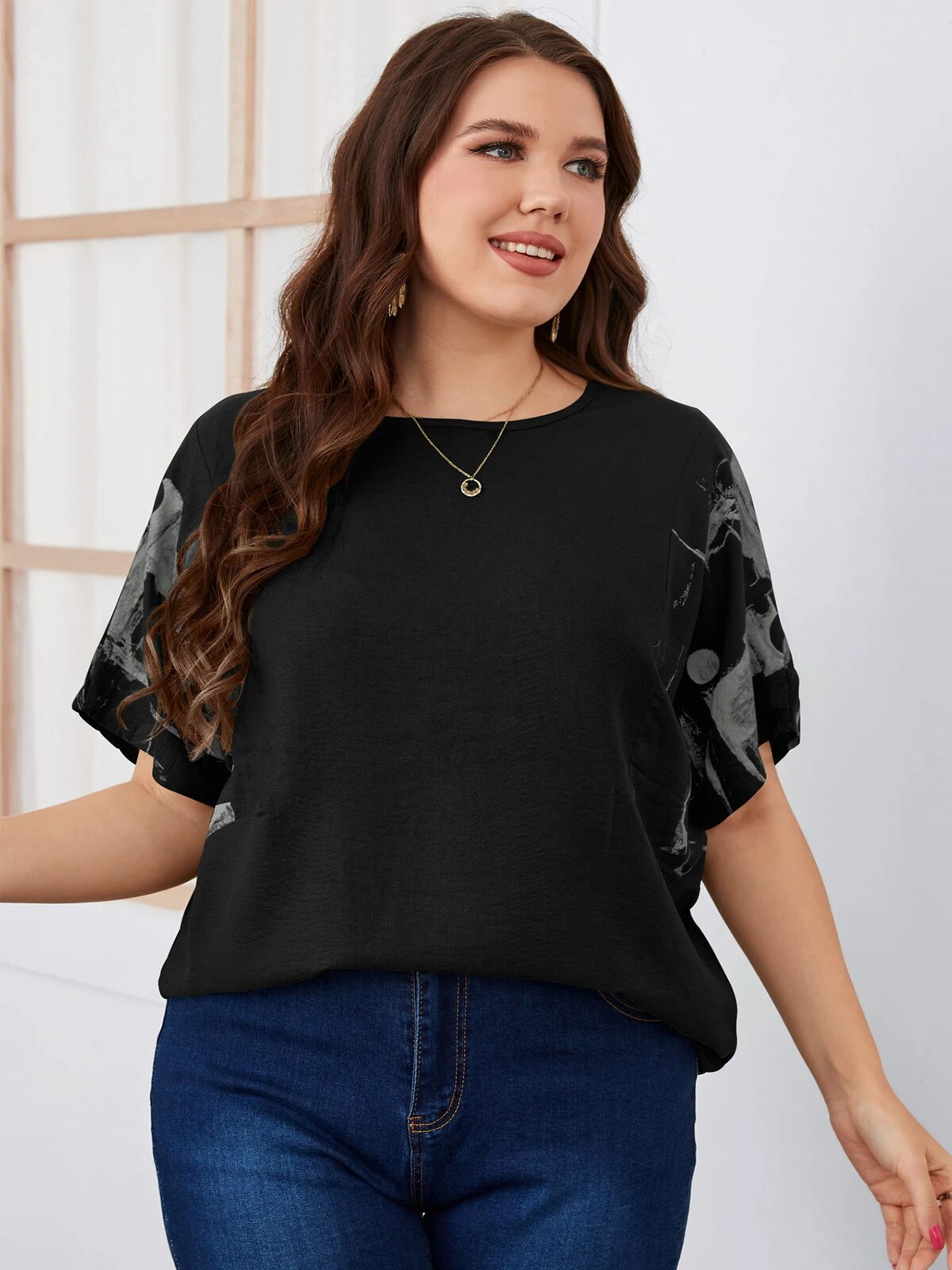 Plus Size Tops For Women Solid Print Tunic Blouse