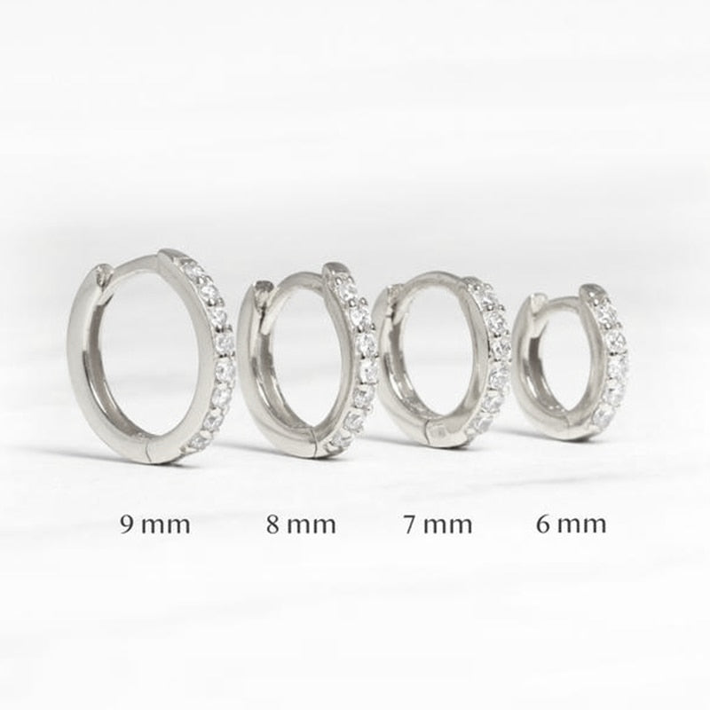 Sterling Silver Hoop Earrings Round Circle Earring Zircon Trend Jewelry