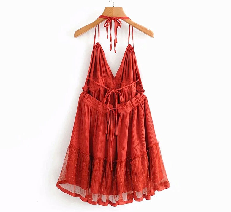 Boho Lace Cotton Patchwork Sleeveless Mini Dress