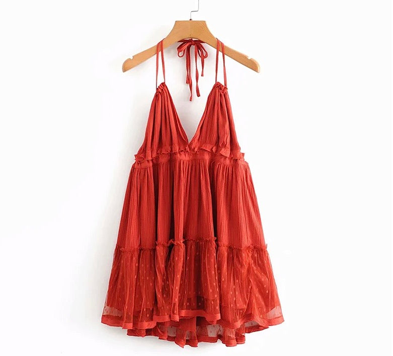 Boho Lace Cotton Patchwork Sleeveless Mini Dress