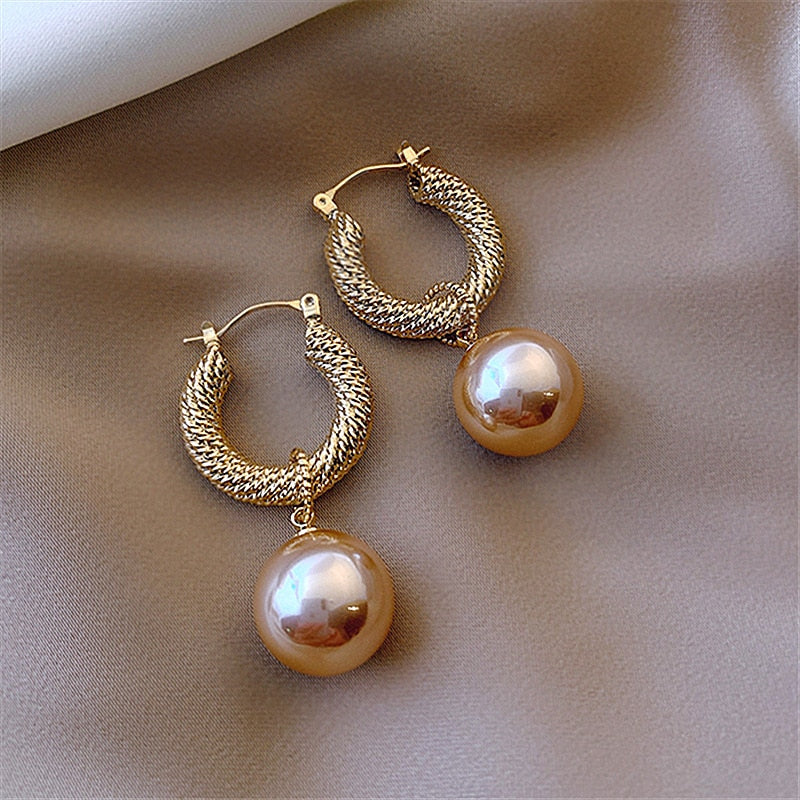 Vintage Rhinestone Crystal Moon Planet Pearl Zircon Earring