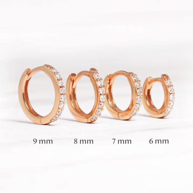 Sterling Silver Hoop Earrings Round Circle Earring Zircon Trend Jewelry