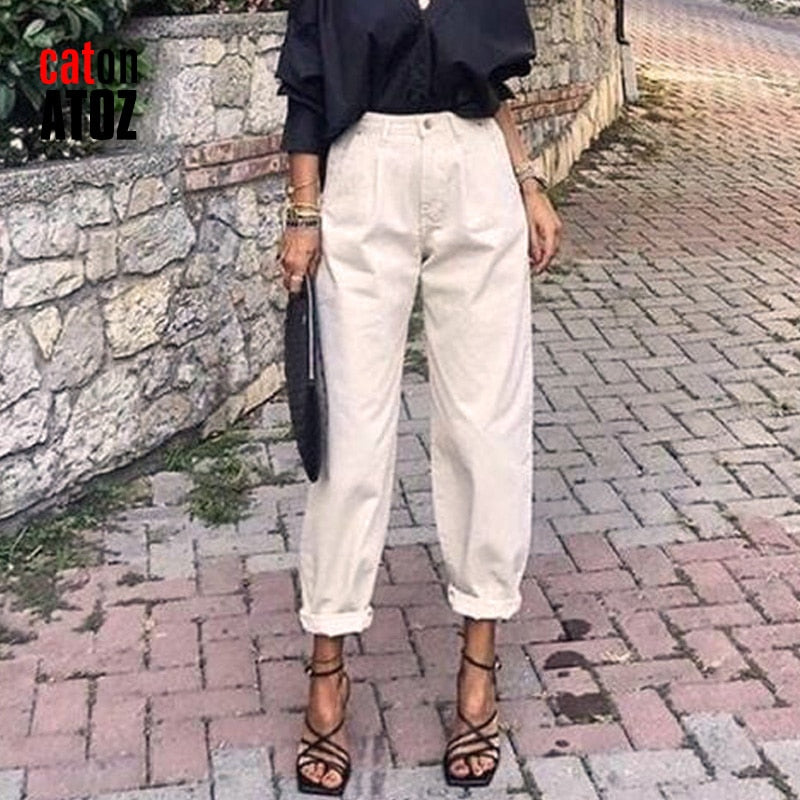 Women's Cargo Pants High Waist Loose Trousers Female