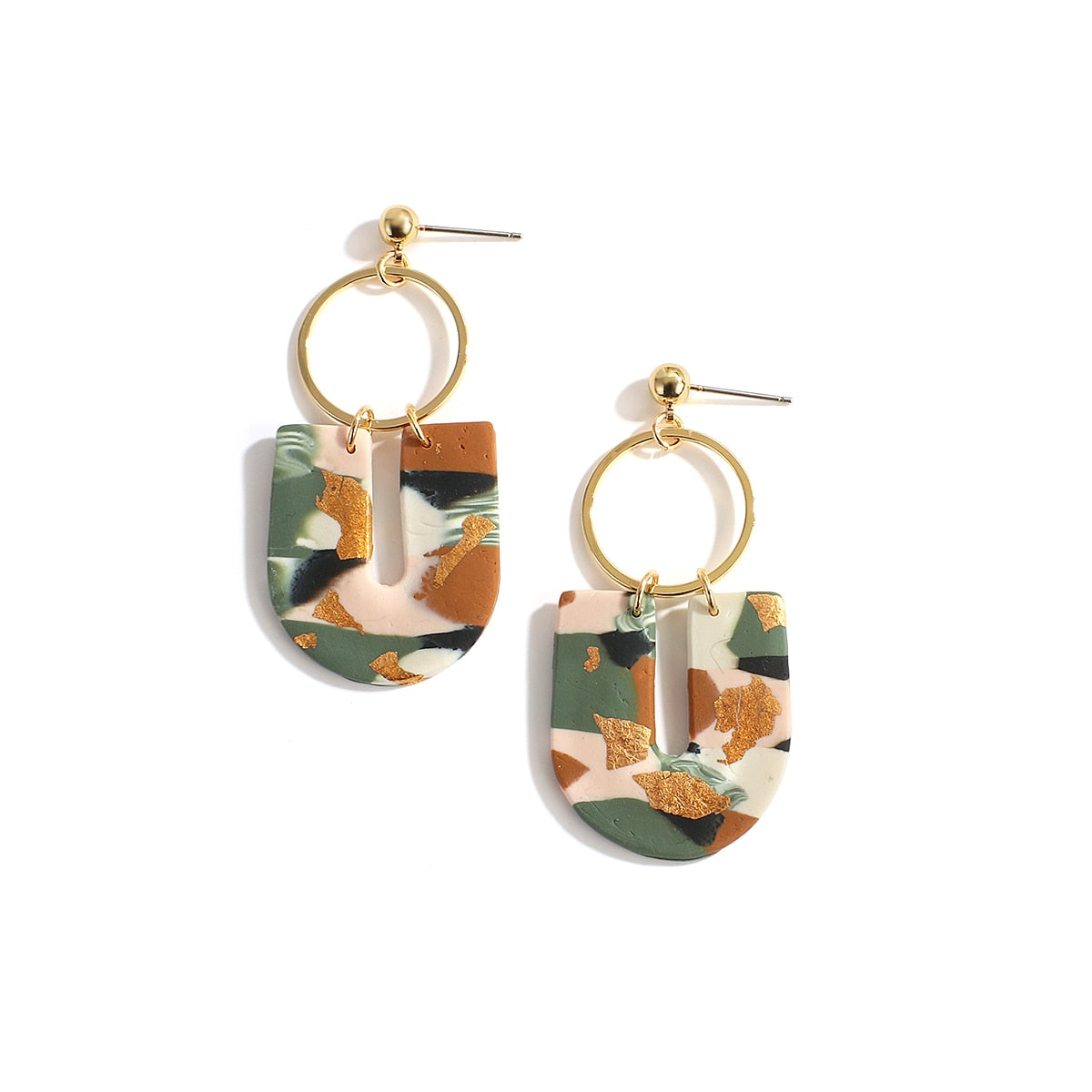 Handmade Polymer Clay Drop Earrings Fashion Pattern