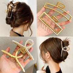 Solid Alloy Large Hair Claws Elegant Hairpins