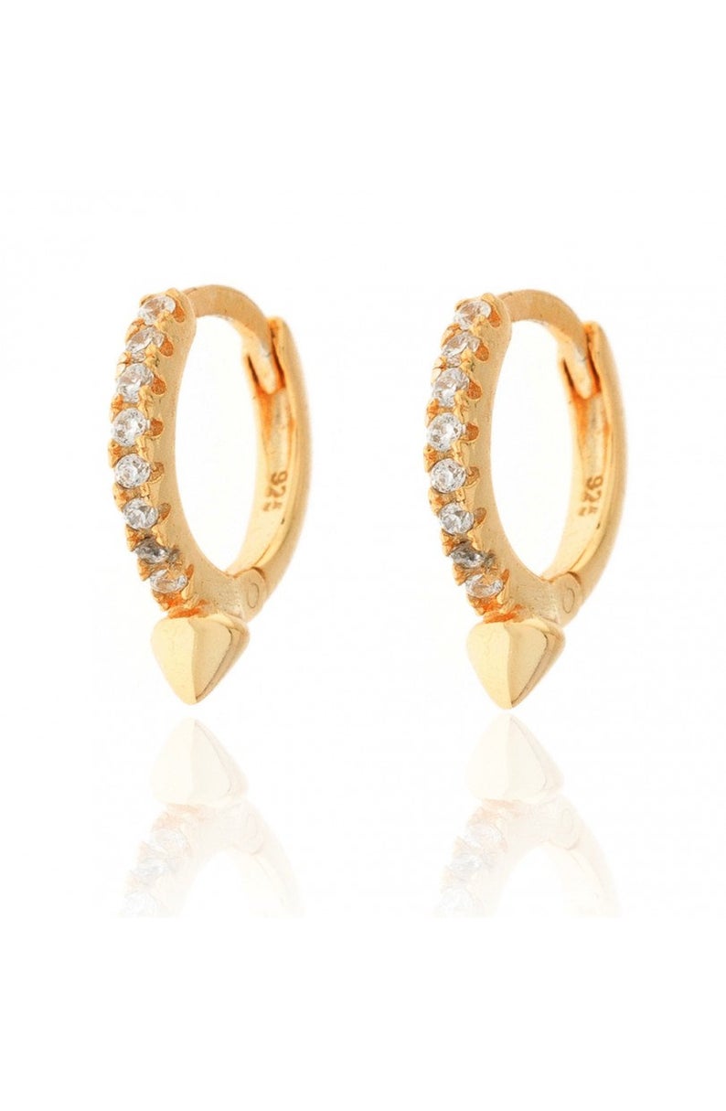 Minimalism Round Heart Pin Crystal Hoop Earrings