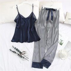 Home Clothes Silk Pajamas for Woman 2 Piece Lounge Wear