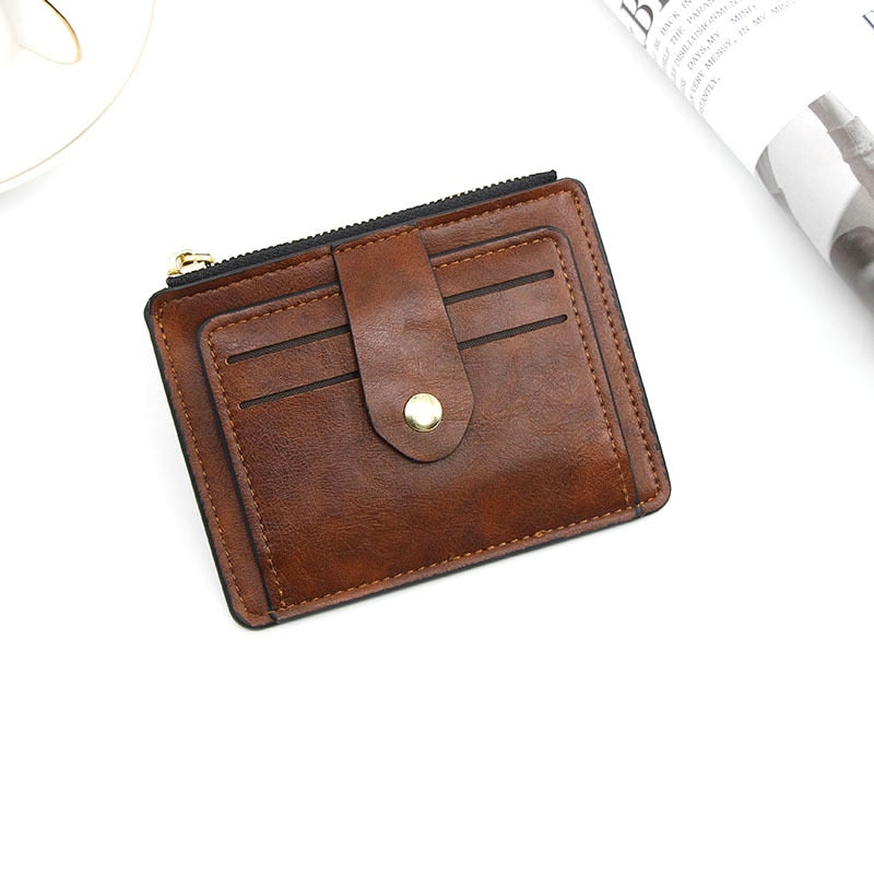 Small Fashion ID Card Holder Slim Leather Wallet