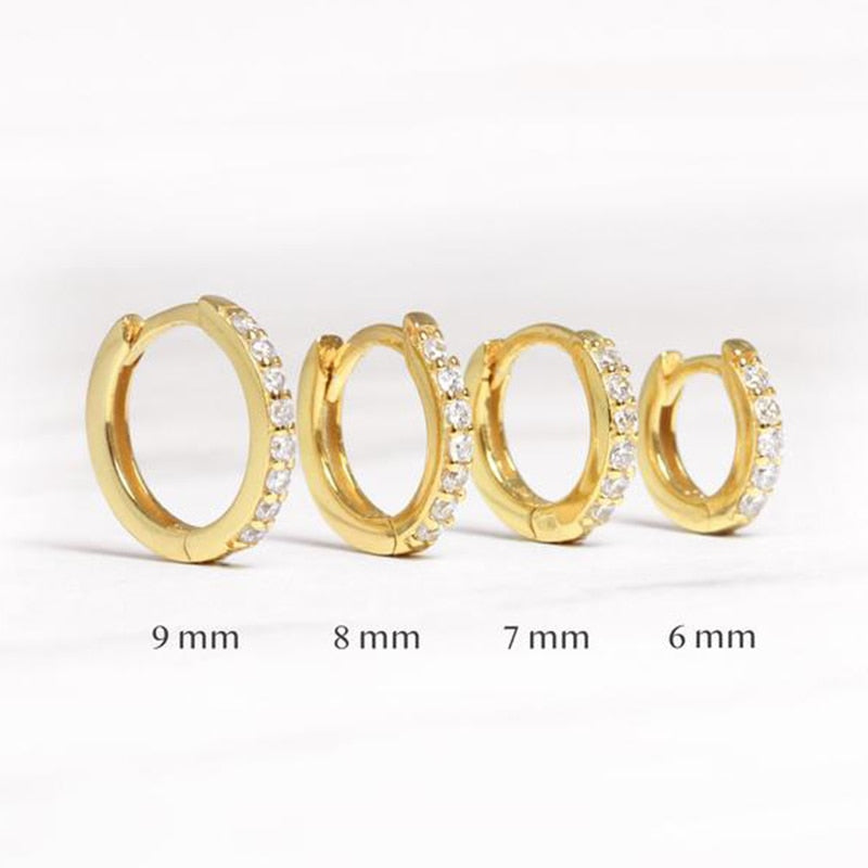 Sterling Silver Hoop Earrings Round Circle Earring Zircon Trend Jewelry