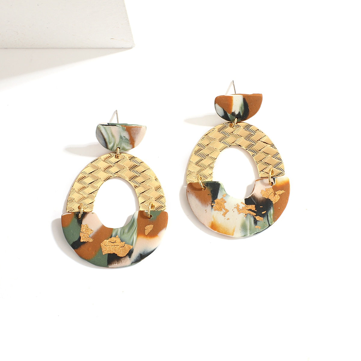 Handmade Polymer Clay Drop Earrings Fashion Pattern