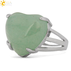 Crystal for Women Silver Color Natural Stone Adjustable Rings