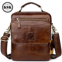 Men Shoulder Genuine Leather Bag Vintage Flap