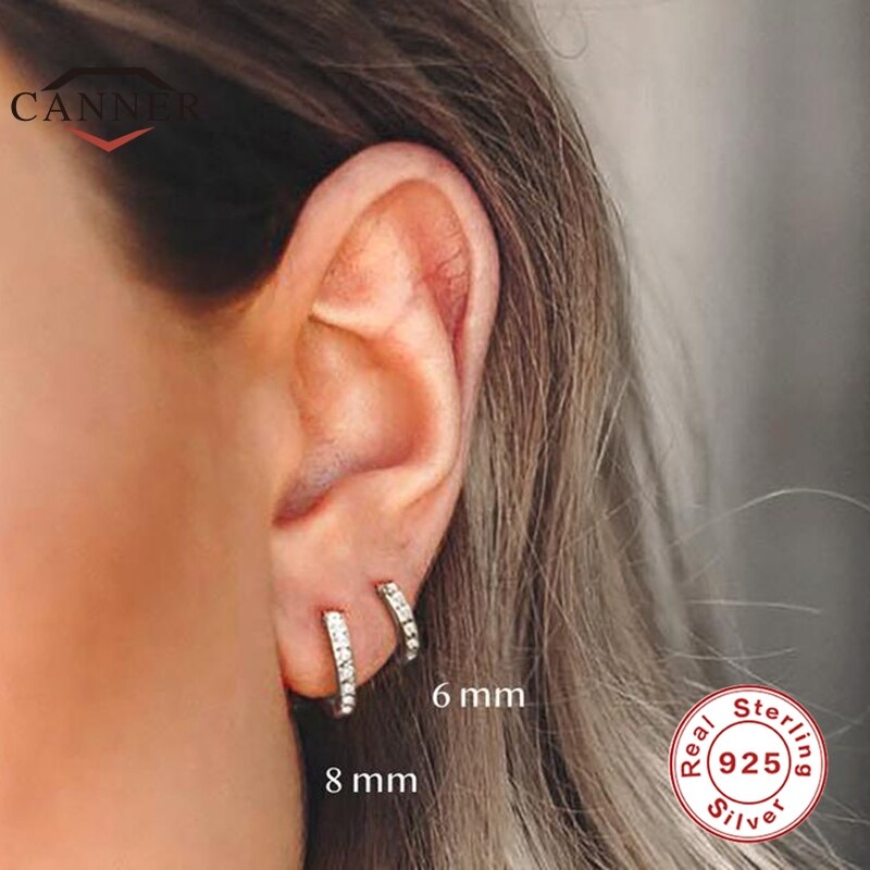 Sterling Silver Hoop Earrings Round Circle Earring Zircon Trend Jewelry