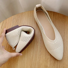 Knitted Ballet Flats Mesh Breathable Pointed Toe Slip on Loafers