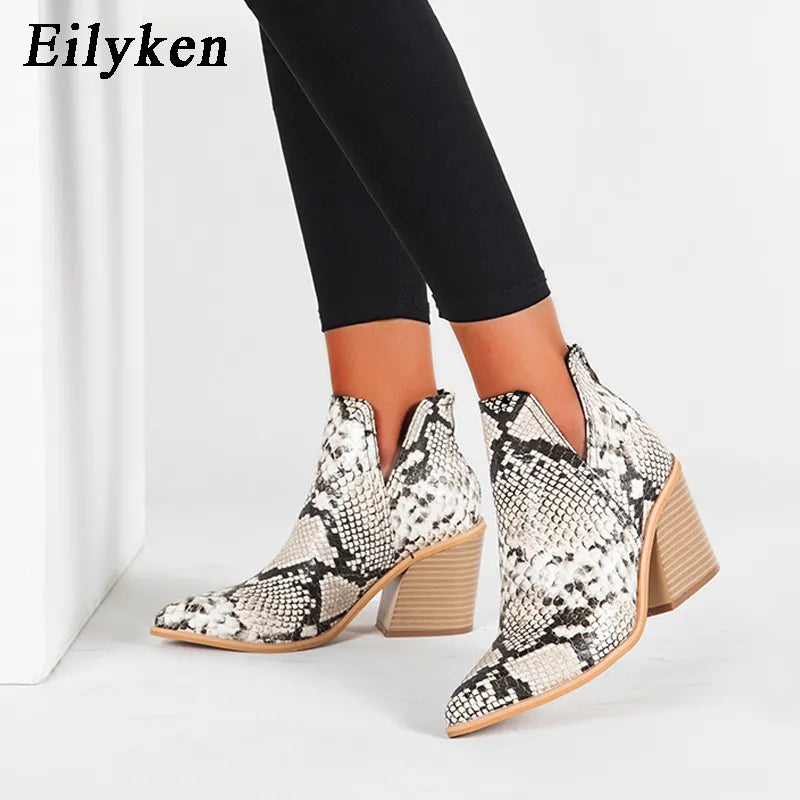 Casual Western Cowboy Ankle Boots High Heels Shoes