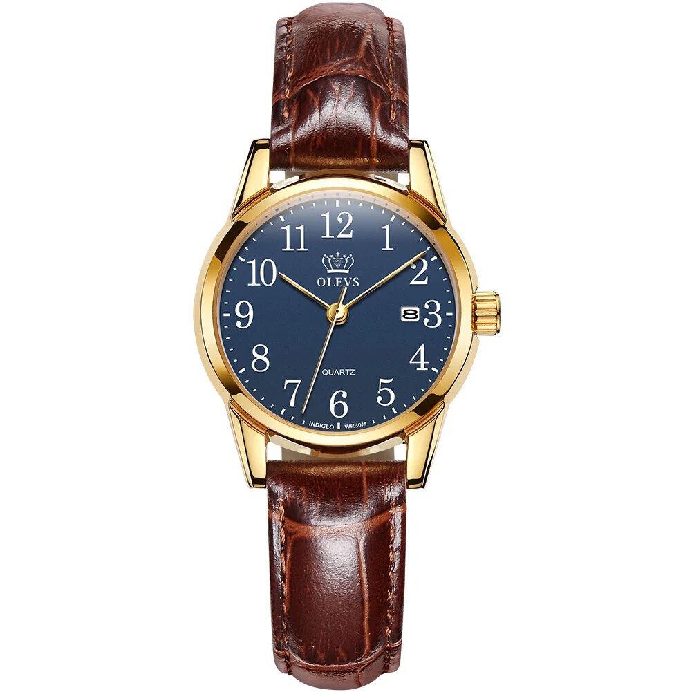 Quartz Watch For Women 50M Leather Strap