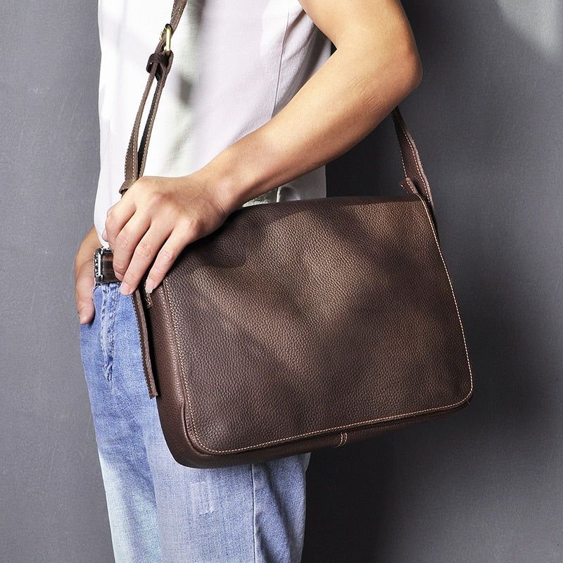 Fashion Real Leather Male Casual Messenger bag