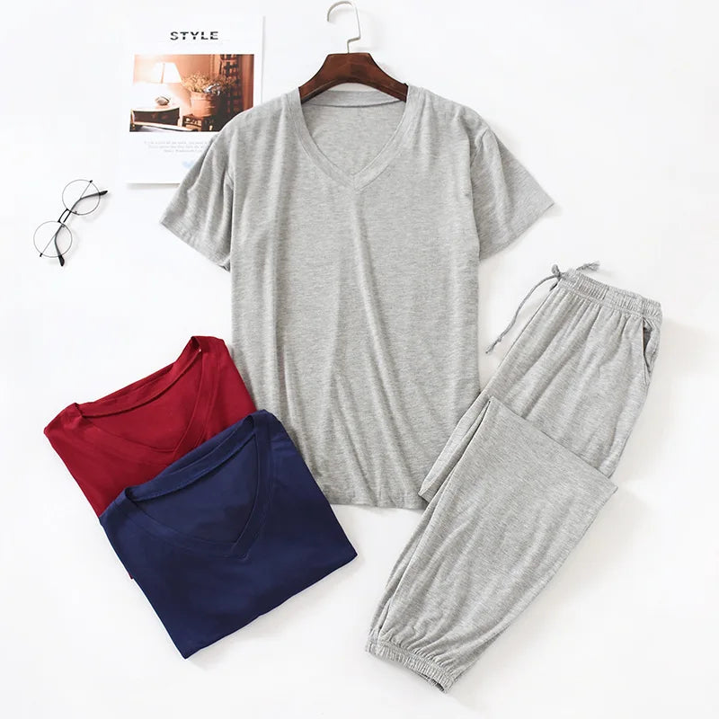 men's pajamas suit modal viscose short-sleeved trousers