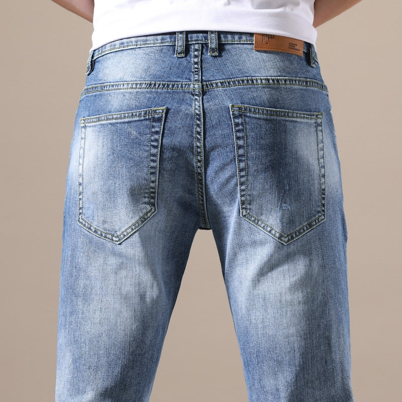 Jeans Slim Fit Skinny Denim Jeans Elastic Ripped Hole Pants