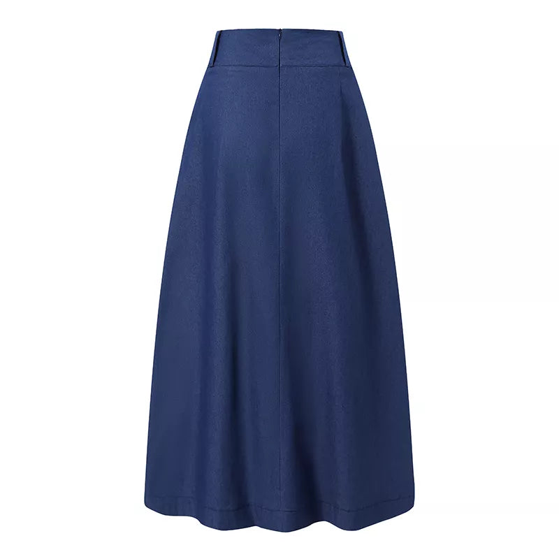 Oversize Summer Denim Blue Long Skirts  Vintage High Waist