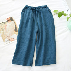 cotton crepe cloth pants large size loose home pants multicolor