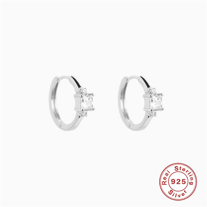 Minimalism Round Heart Pin Crystal Hoop Earrings