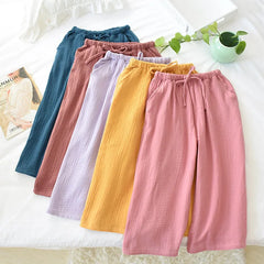 cotton crepe cloth pants large size loose home pants multicolor