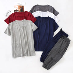 men's pajamas suit modal viscose short-sleeved trousers