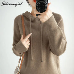 Sweatshirts Hoodies Solid Knitted Pullovers Clothes