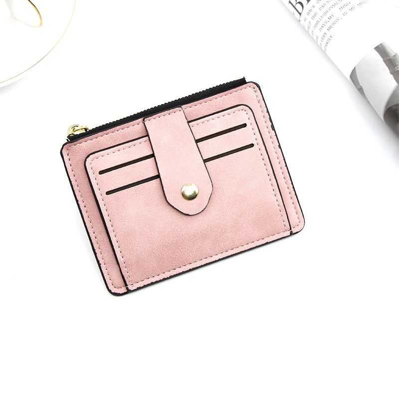 Small Fashion ID Card Holder Slim Leather Wallet