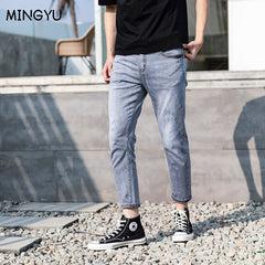 Men's Slim Jeans Pure Color Retro Centre Waist Pencil Ankle Pants