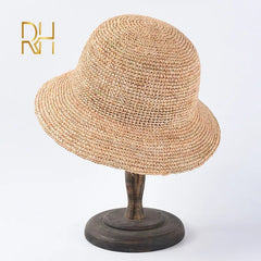 Crochet Natural Raffia Straw Bucket Hat