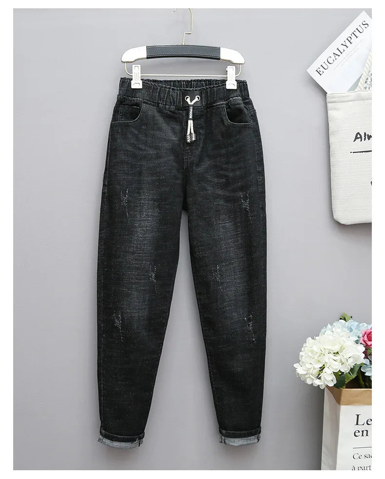 Fashion Large 100kg Casual Loose Female Elastic Waist Oversize