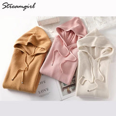 Sweatshirts Hoodies Solid Knitted Pullovers Clothes