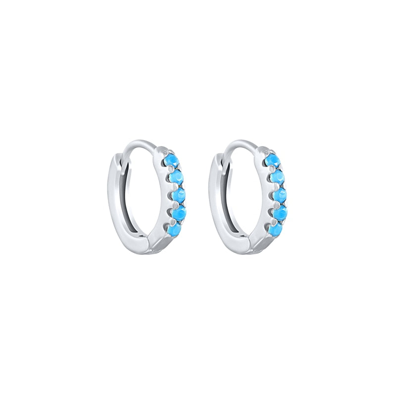 Minimalism Round Heart Pin Crystal Hoop Earrings