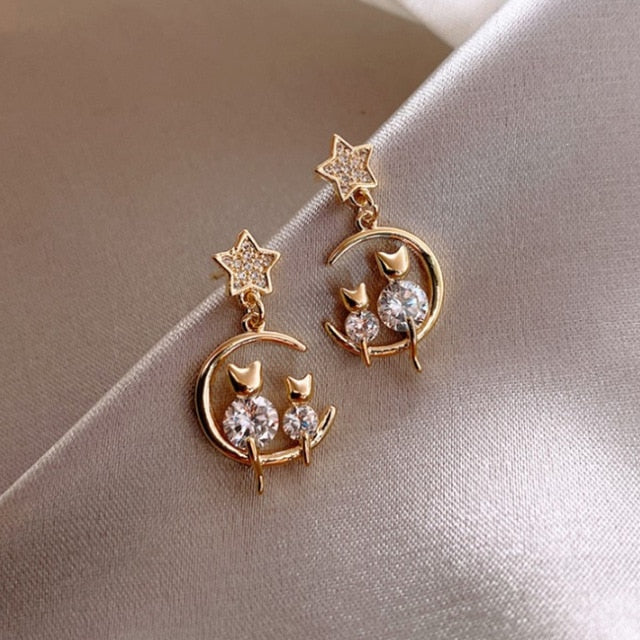 Trendy Round Simple Crystal Dangle Earrings