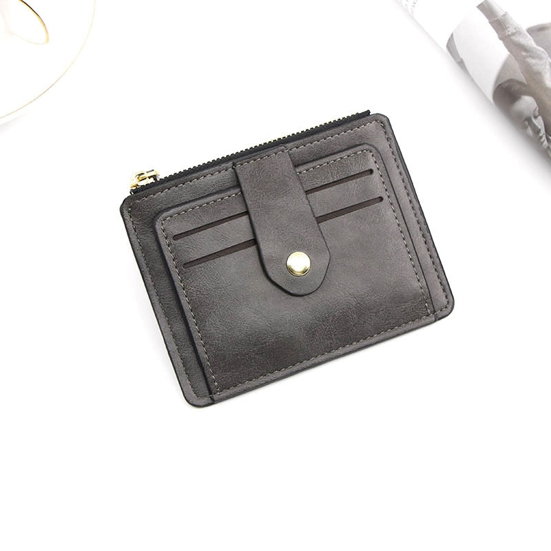 Small Fashion ID Card Holder Slim Leather Wallet