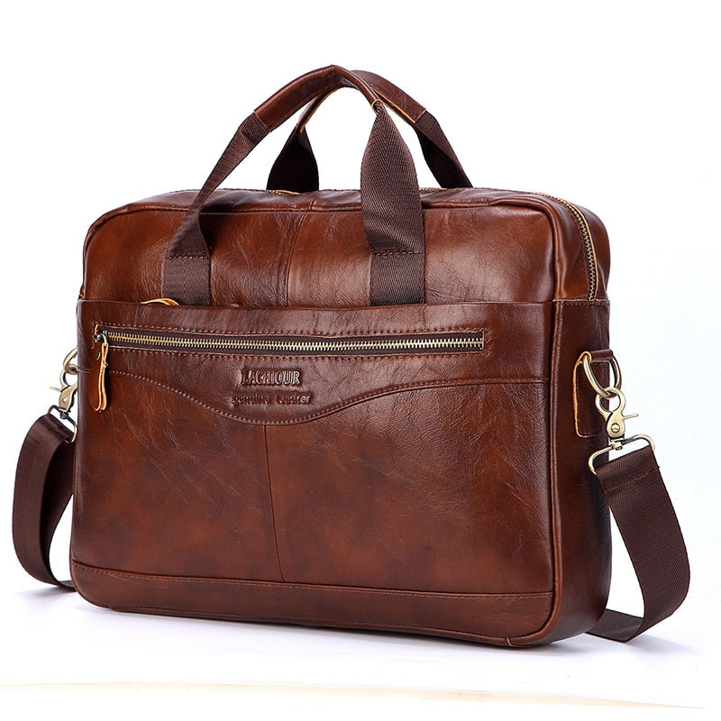 Men Genuine Leather Handbags Casual Leather Laptop Bags