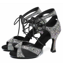 Pearl Rhinestone Latin Dance Shoes Soft Soles High Heels