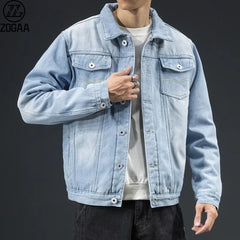 Men Light Blue Winter Jean Jackets Outerwear