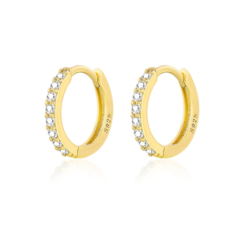 Minimalism Round Heart Pin Crystal Hoop Earrings