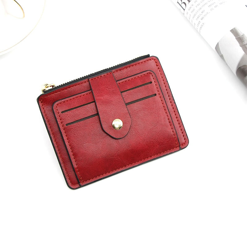 Small Fashion ID Card Holder Slim Leather Wallet