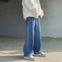 Streetwear Baggy Jeans Fashion Elastic Waist Loose Straight-leg