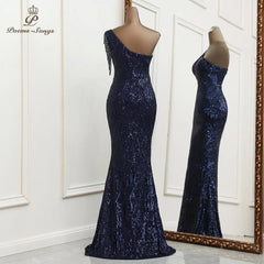 elegant one shoulder evening dress robe de soiree