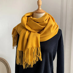 Brand Solid Shawls and Wraps Casual Tassel Business Scarf