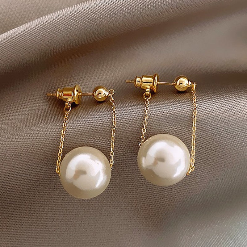 Vintage Rhinestone Crystal Moon Planet Pearl Zircon Earring