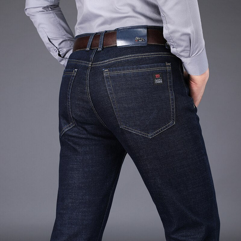 Blue Jeans Men Casual Fashion Business Brand Slim Stretch Trousers