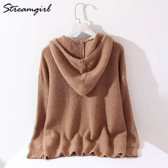 Buttoned Hooded Cardigan For Sweatshirt