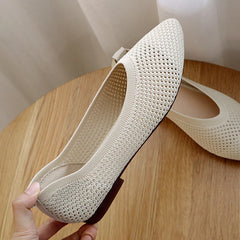 Knitted Ballet Flats Mesh Breathable Pointed Toe Slip on Loafers